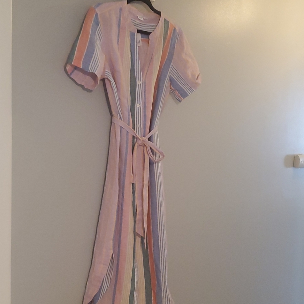 Womens gap button down front tie dress
